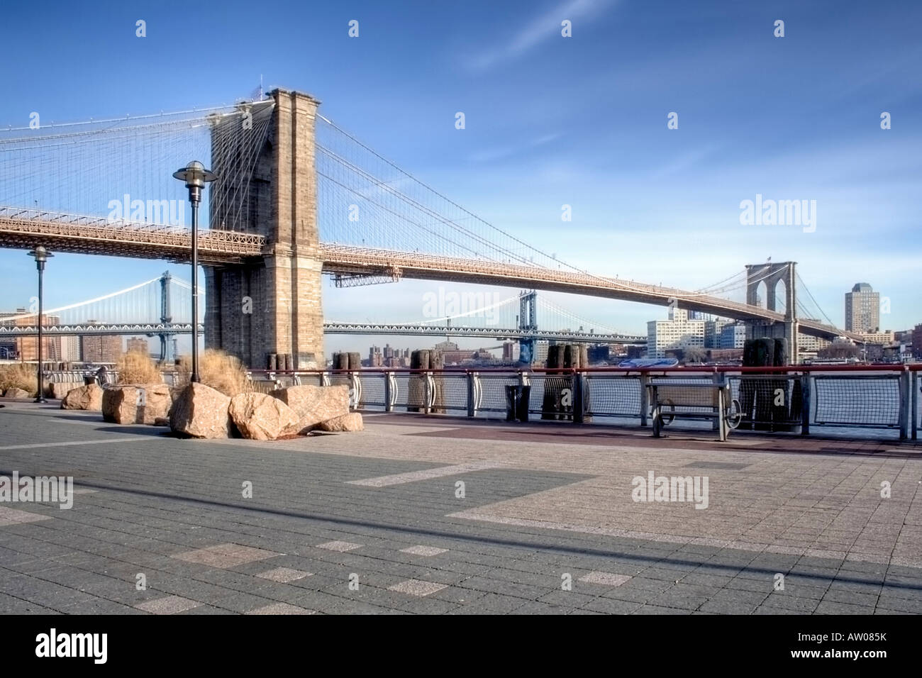 Pont de Brooklyn et Manhattan. Cliché pris à partir de Manhattan Banque D'Images