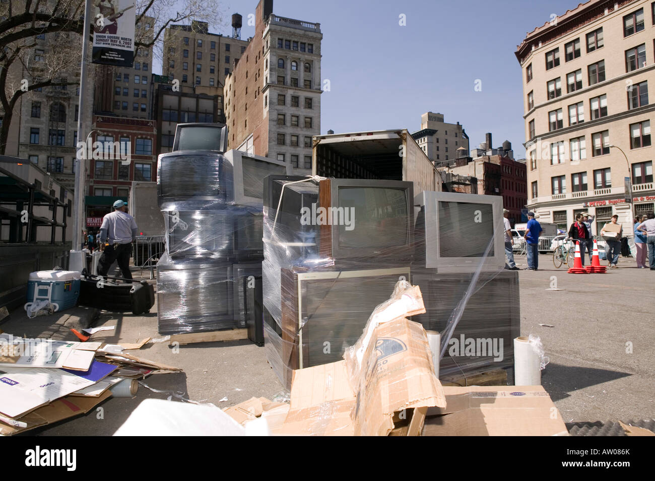 Collecte des déchets de l'électronique pour le recyclage de l'événement à New York USA 2007 Banque D'Images
