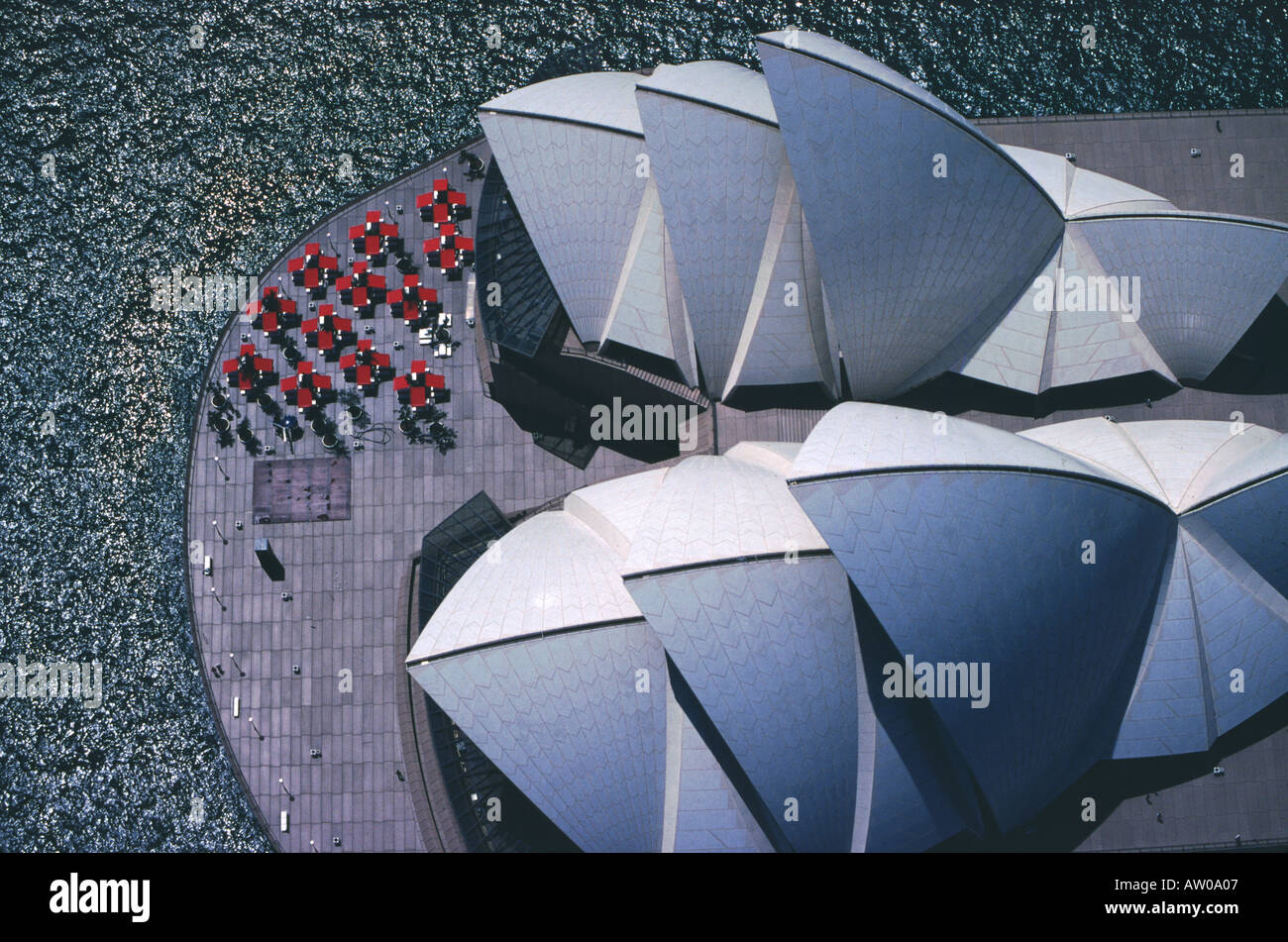 Vue aérienne des voiles de l'Opéra de Sydney en Australie Banque D'Images