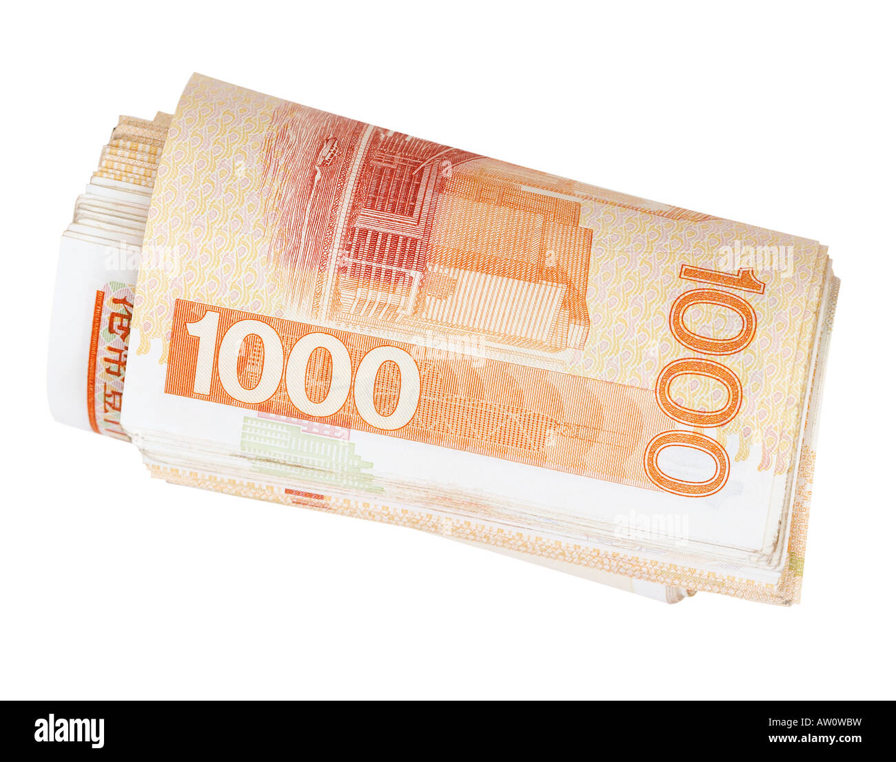 Hong Kong Dollar mille dollars sur fond blanc Banque D'Images Hong Kong Dollar mille dollars sur fond blanc Banque D'Images