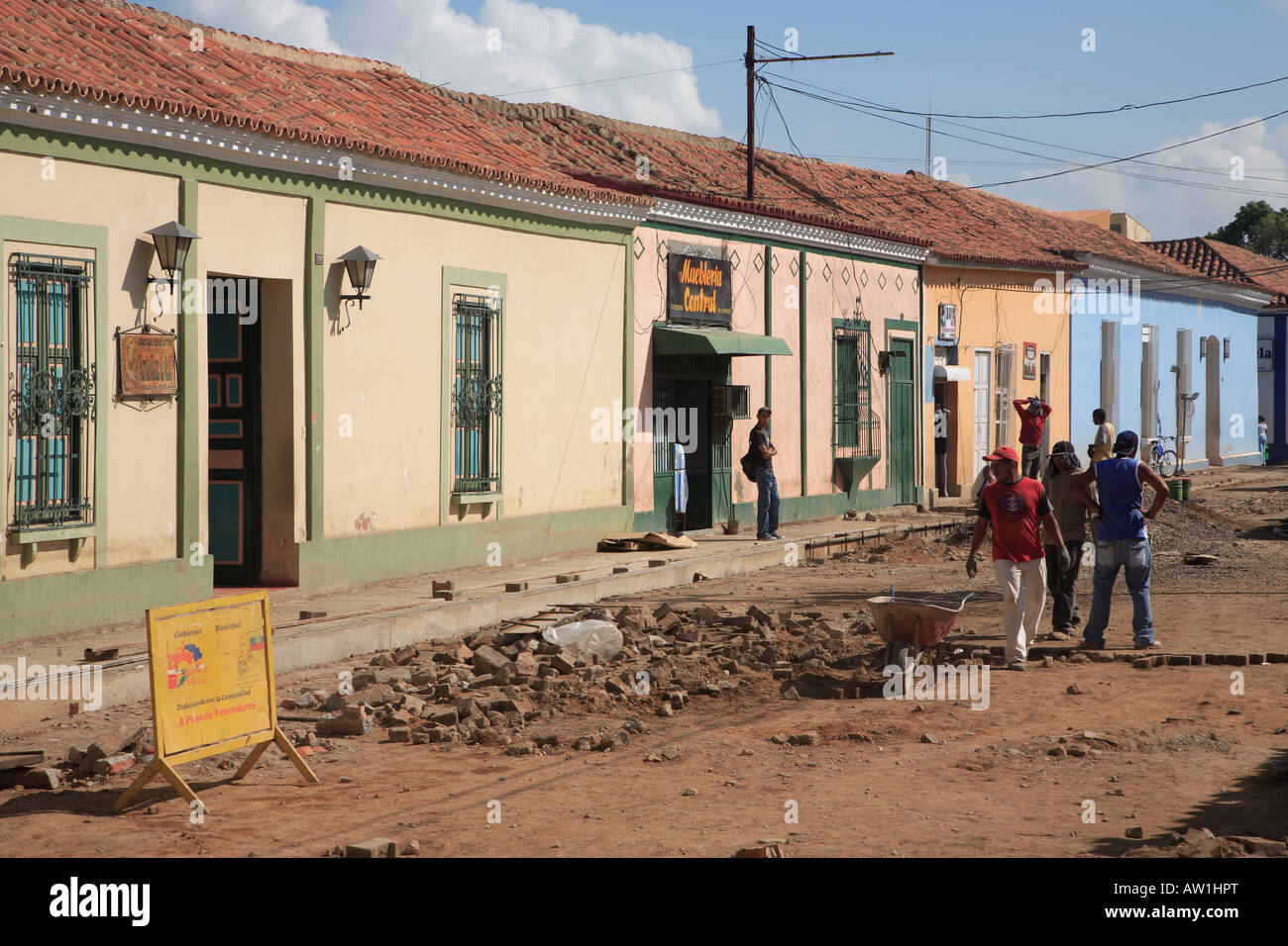 Südamerika Venezuela Coro Straßenarbeiten travaux routiers Banque D'Images