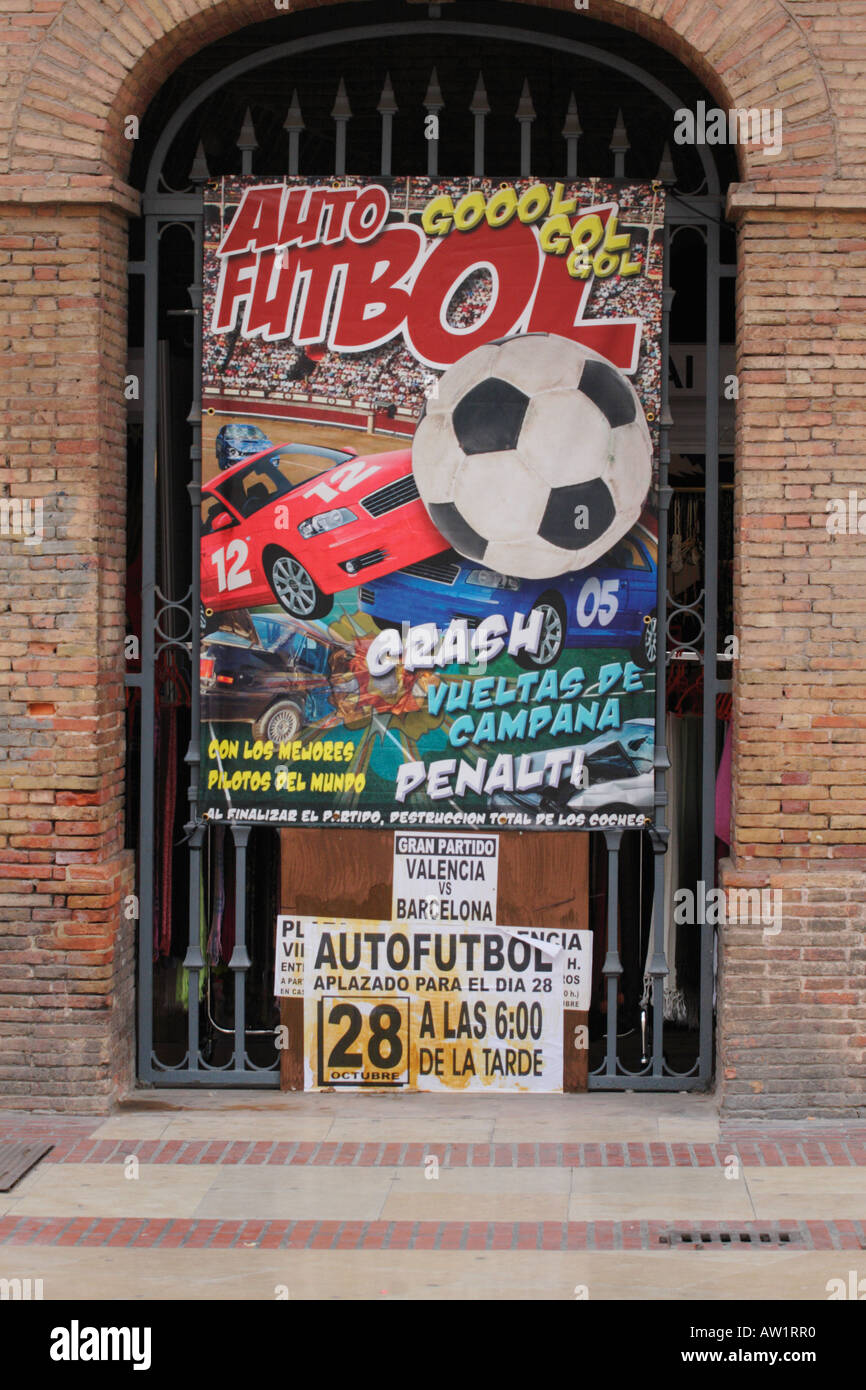 Futbol football auto voiture affiche annonce Valencia Espagne 2006 Banque D'Images