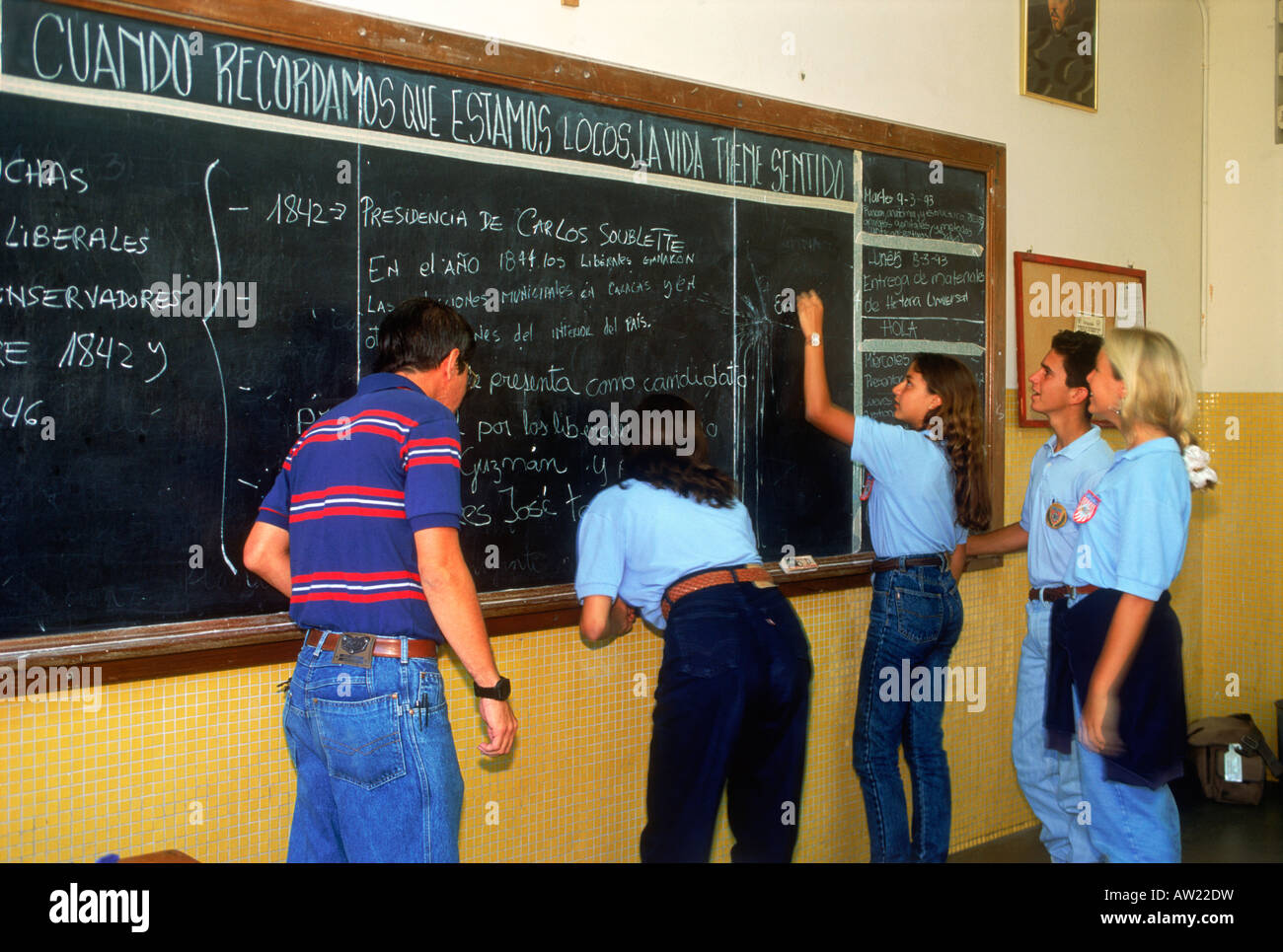 Les élèves de 6ème année en classe Caracus Venezuela Banque D'Images