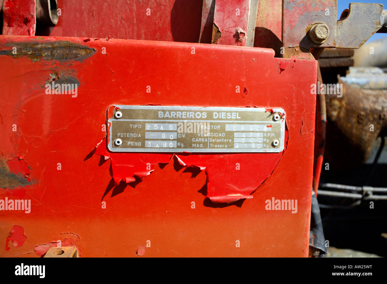 Barreiros S Diesel une plaque moteur Banque D'Images