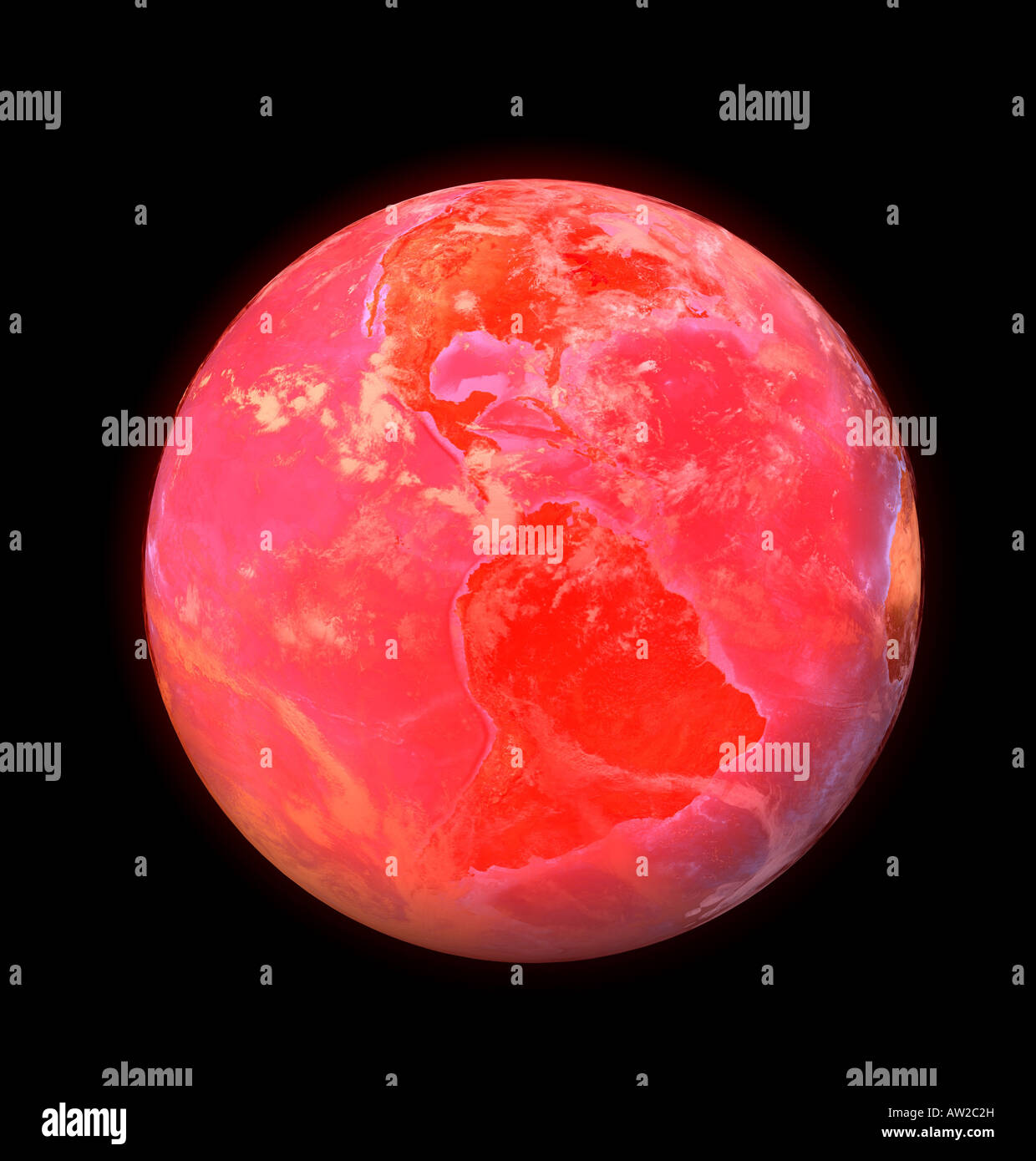 Globe avec l'atmosphère surchauffée rouge Banque D'Images