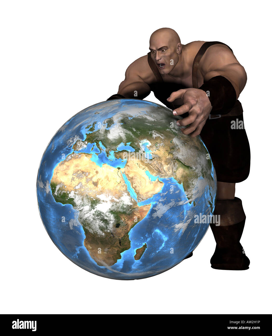 Forgeron avec un globe comme un symbole de l'évolution de la politique mondiale Banque D'Images