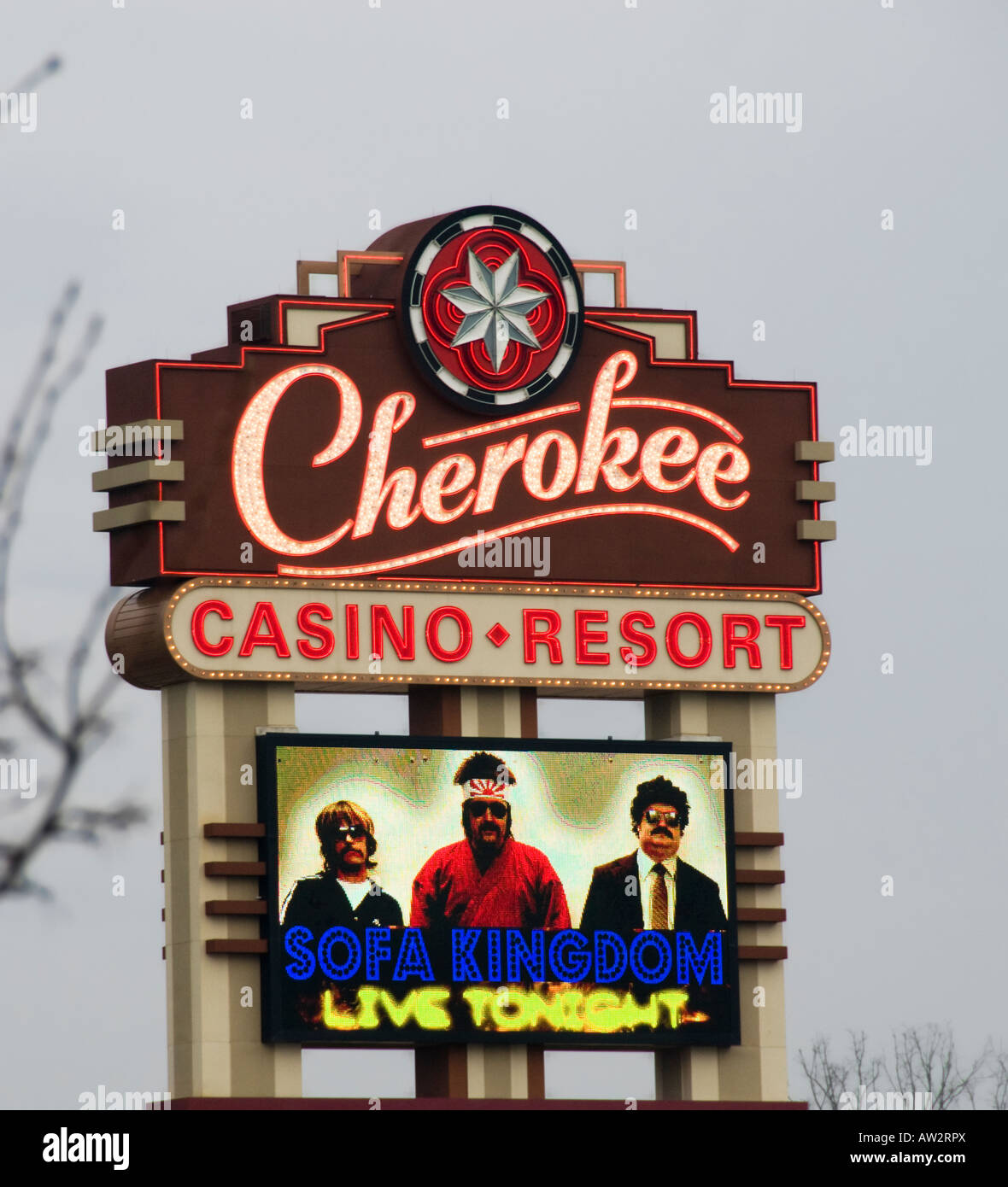 Cherokee Casino Resort signe. Banque D'Images