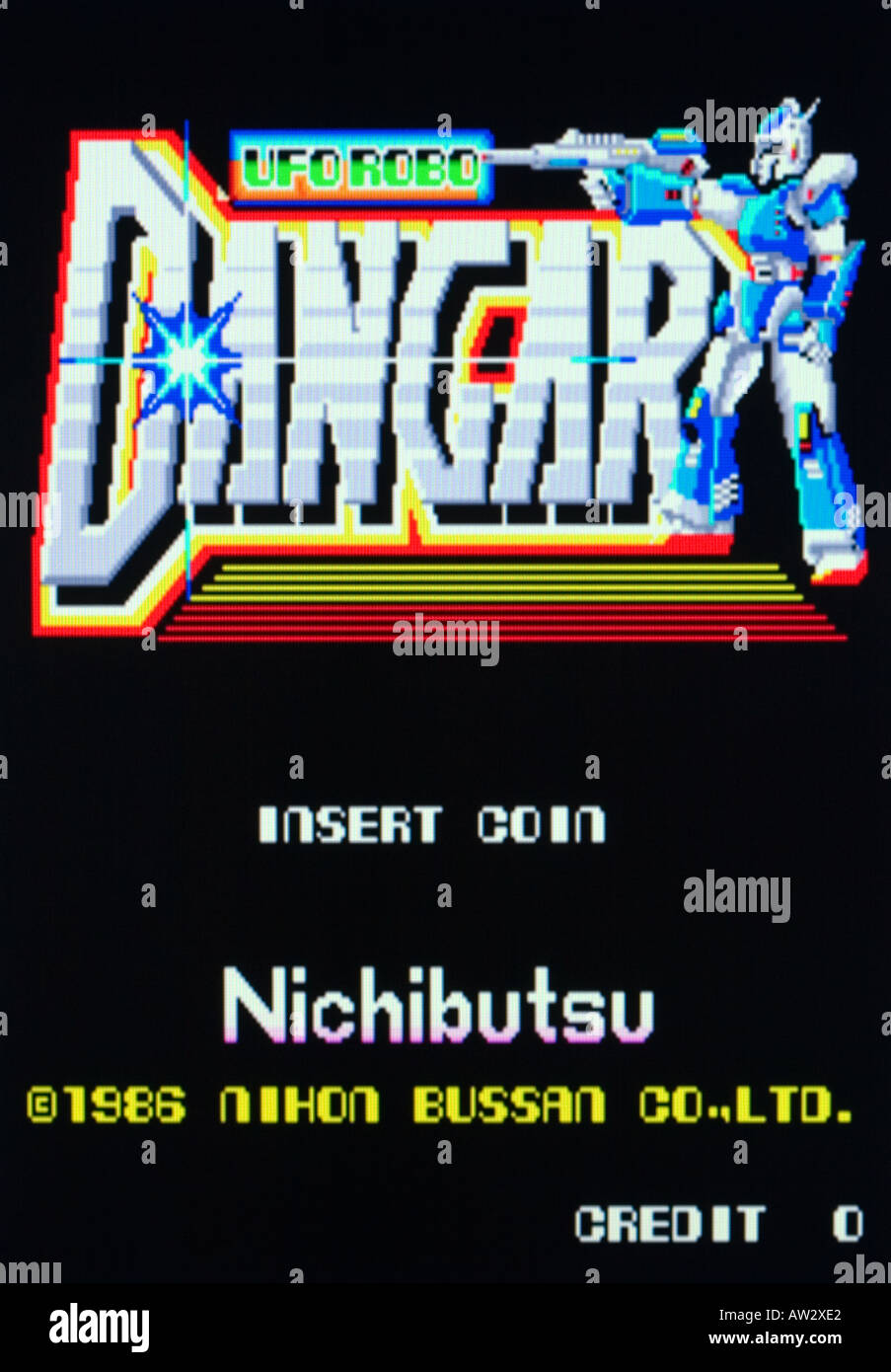 Dangar UFO Robo Nihon Bussan Nichibutsu arcade Vintage 1986 capture d'écran de jeux vidéo - EDITORIAL UTILISEZ UNIQUEMENT Banque D'Images