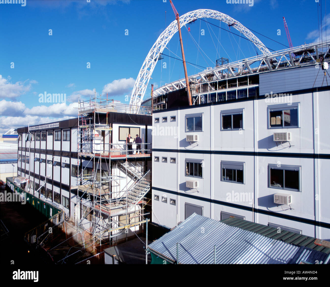 Ouvriers au stade Wembley en construction novembre 2005 Banque D'Images