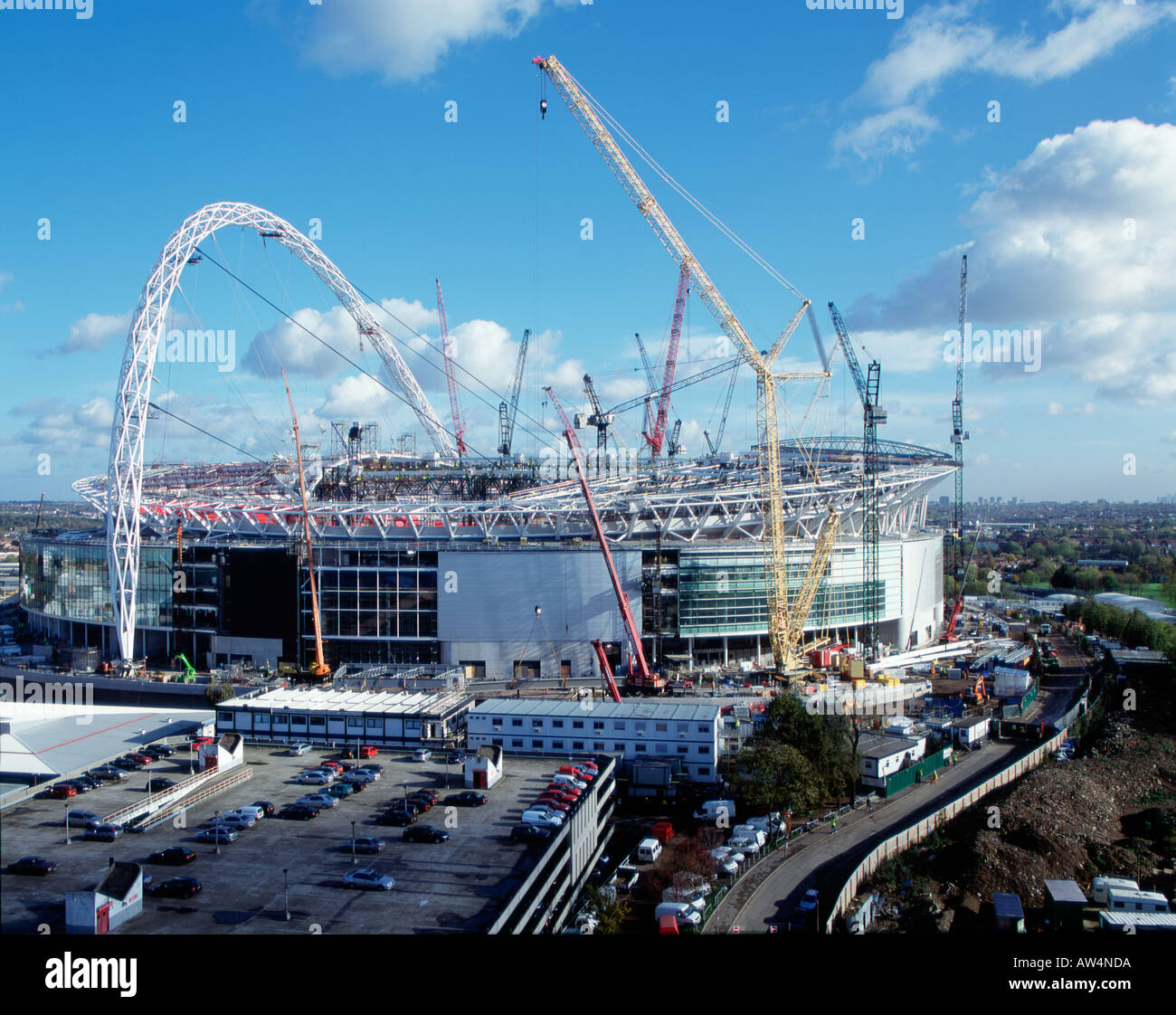 Le stade de Wembley en construction Novembre 2005 Vue aérienne Banque D'Images