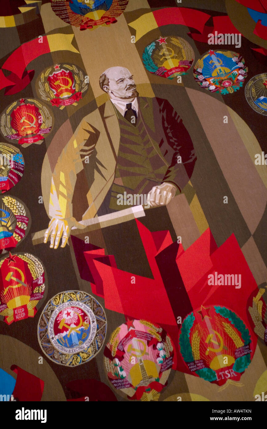 Tapisserie avec Lénine dans la Grande Guerre Patriotique Museum à Minsk Belarus Banque D'Images