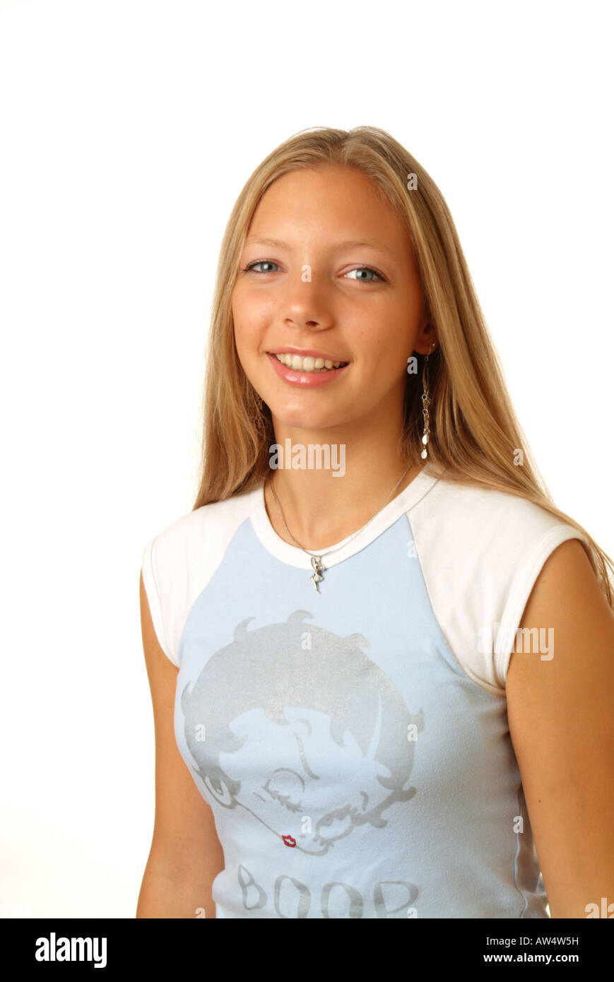 Jeune femme blonde. Adolescent. Jeune fille. Rire. En souriant. Banque D'Images