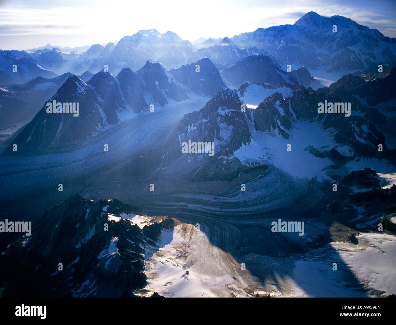 Vue aérienne de la Gorge de Ruth dans le Parc National Denali Banque D'Images