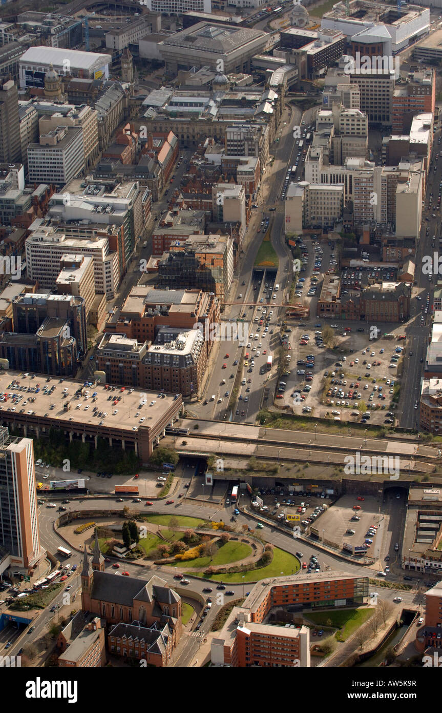 Une vue aérienne de Birmingham à St Chads Queensway de cirque à Paradise Circus top Banque D'Images