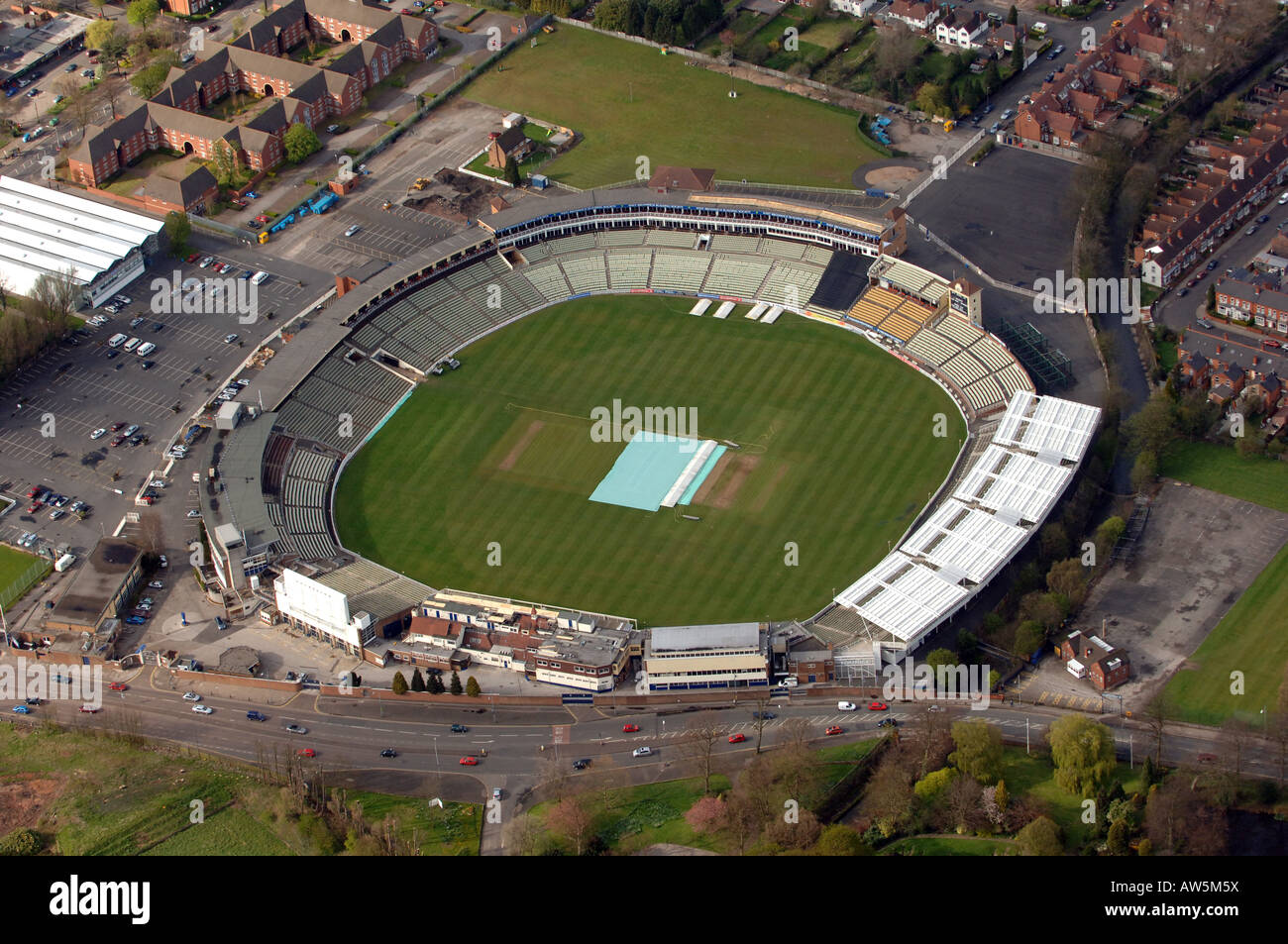 Une vue aérienne du terrain de cricket d'Edgbaston à Birmingham Banque D'Images