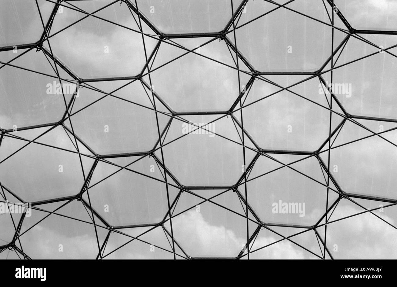 Point de vue de l'eden project détails architecturaux de la sphère Banque D'Images