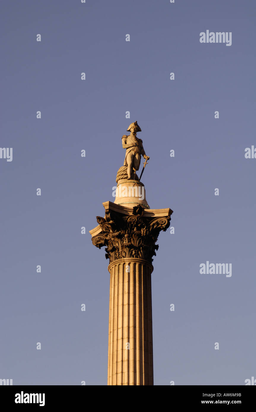 Nelsons Column à Trafalgar Square, dans le centre de Londres, au Royaume-Uni. Prises à l'été 2005 Banque D'Images