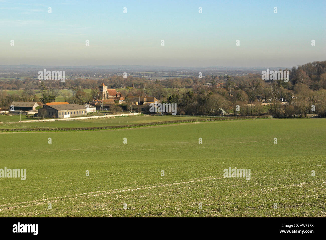 Le village de West Firle au pied des South Downs, East Sussex. Banque D'Images