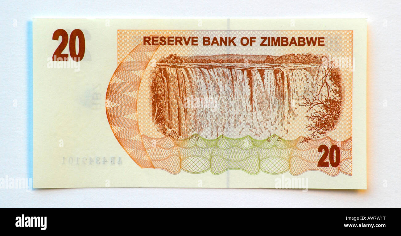 20 Zimbabwe Dollar bank note Banque D'Images