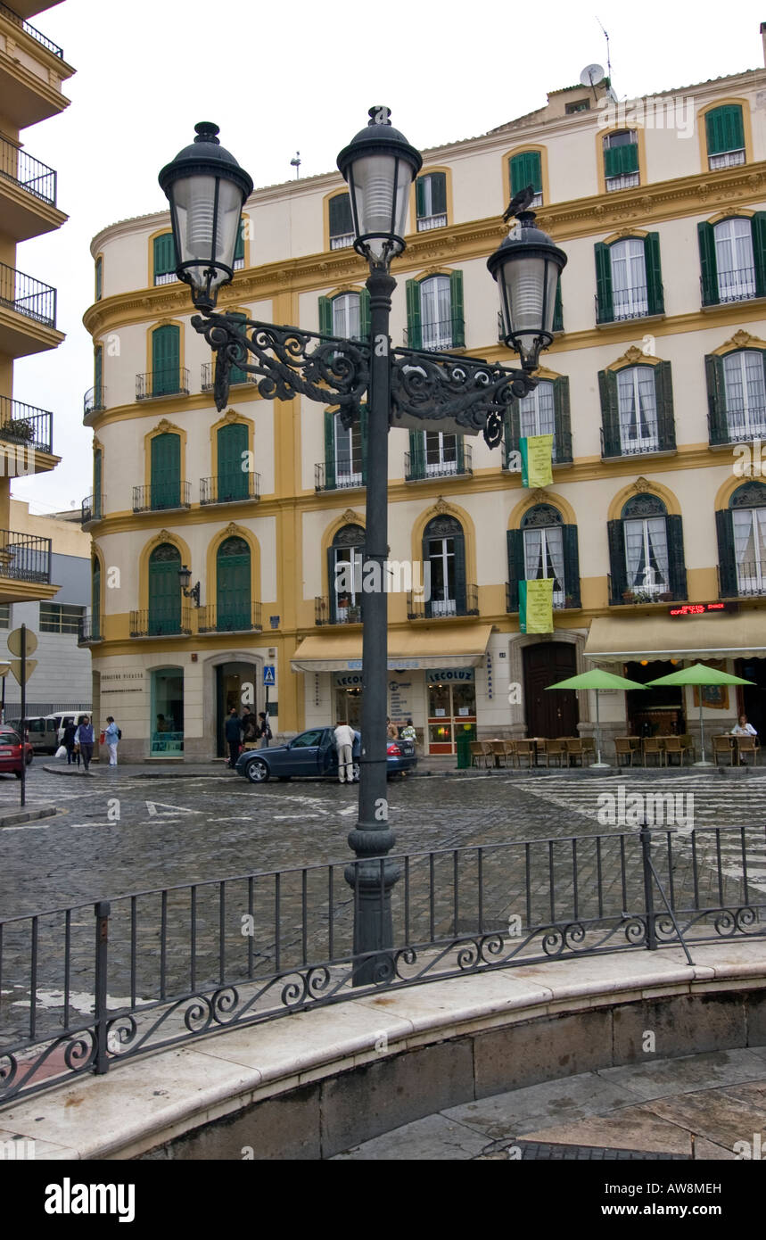 Lampadaire près de house, où Pablo Picasso est né, Malaga, Espagne Banque D'Images