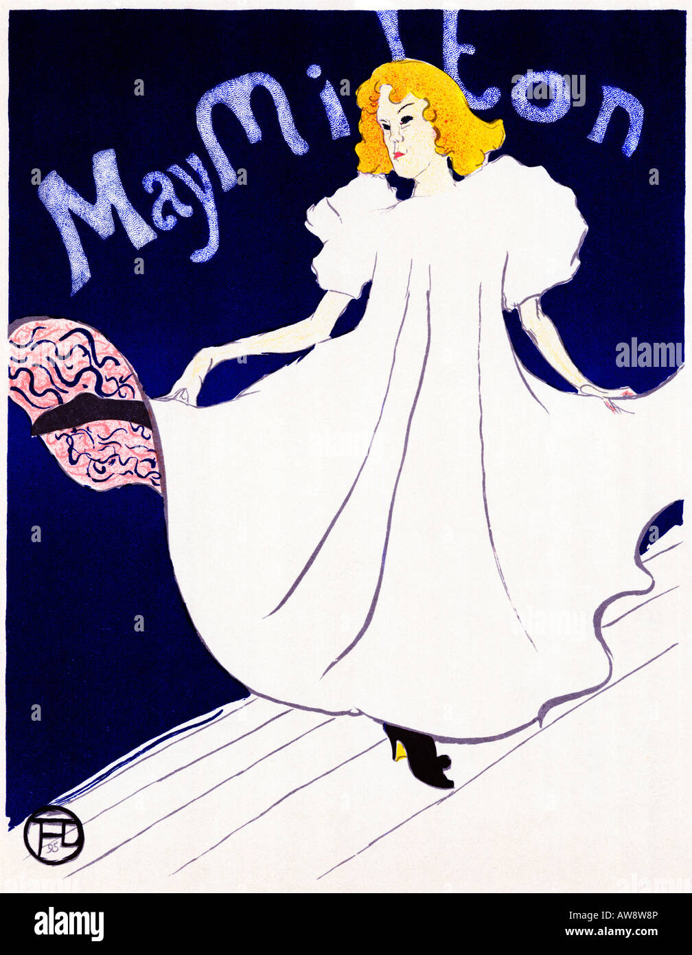 Puisse Milton 1895 affiche Art Nouveau d'Henri de Toulouse Lautrec imprimée pour la tournée des États-Unis par la danseuse anglaise Banque D'Images