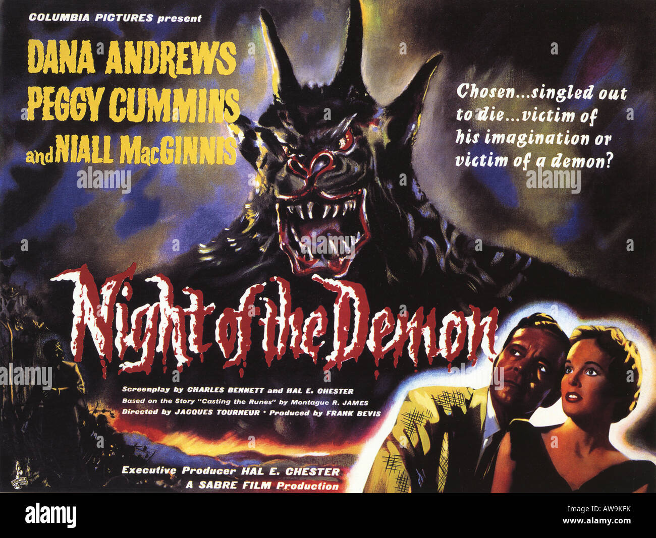 Nuit du démon affiche pour 1957 Columbia film basé sur un roman de M R James Banque D'Images