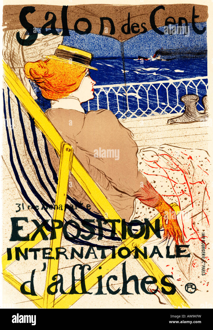 Salon des Cent 1895 Toulouse Lautrec Art Nouveau poster pour l'exposition internationale d'affiches à l'aide d'une croisière lithographie Banque D'Images
