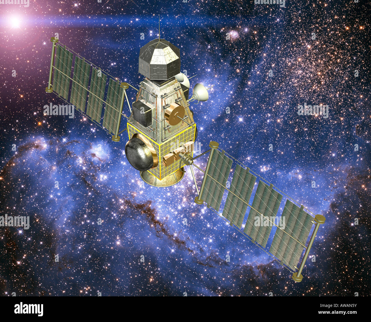 Satellite de communication et Voie lactée NASA Banque D'Images