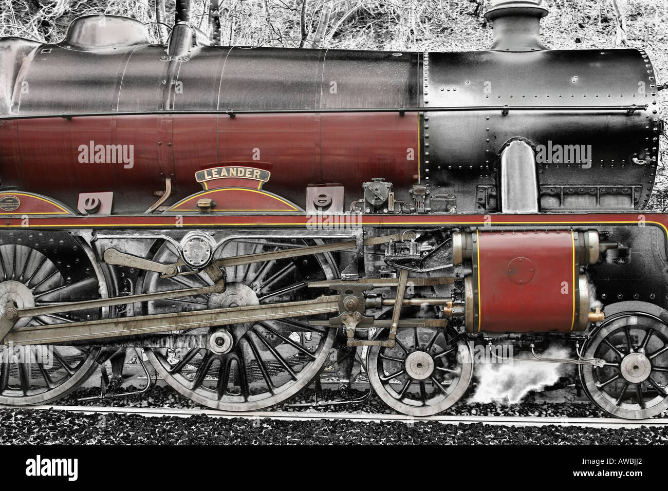 Image inhabituelle de la machine à vapeur Léandre. Banque D'Images