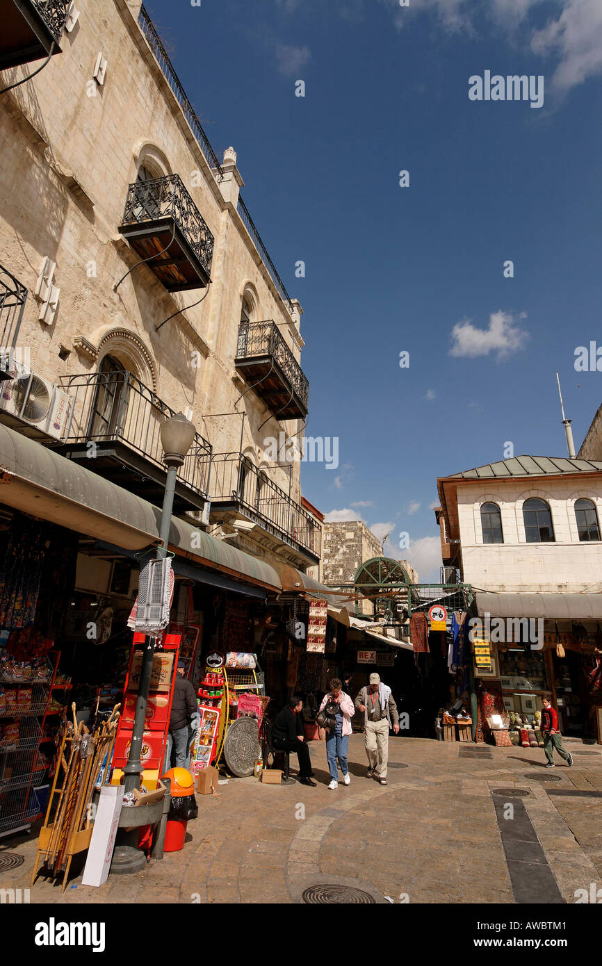 Israël Jérusalem la vieille ville par la porte de Jaffa Omar Ben El Katab square Banque D'Images