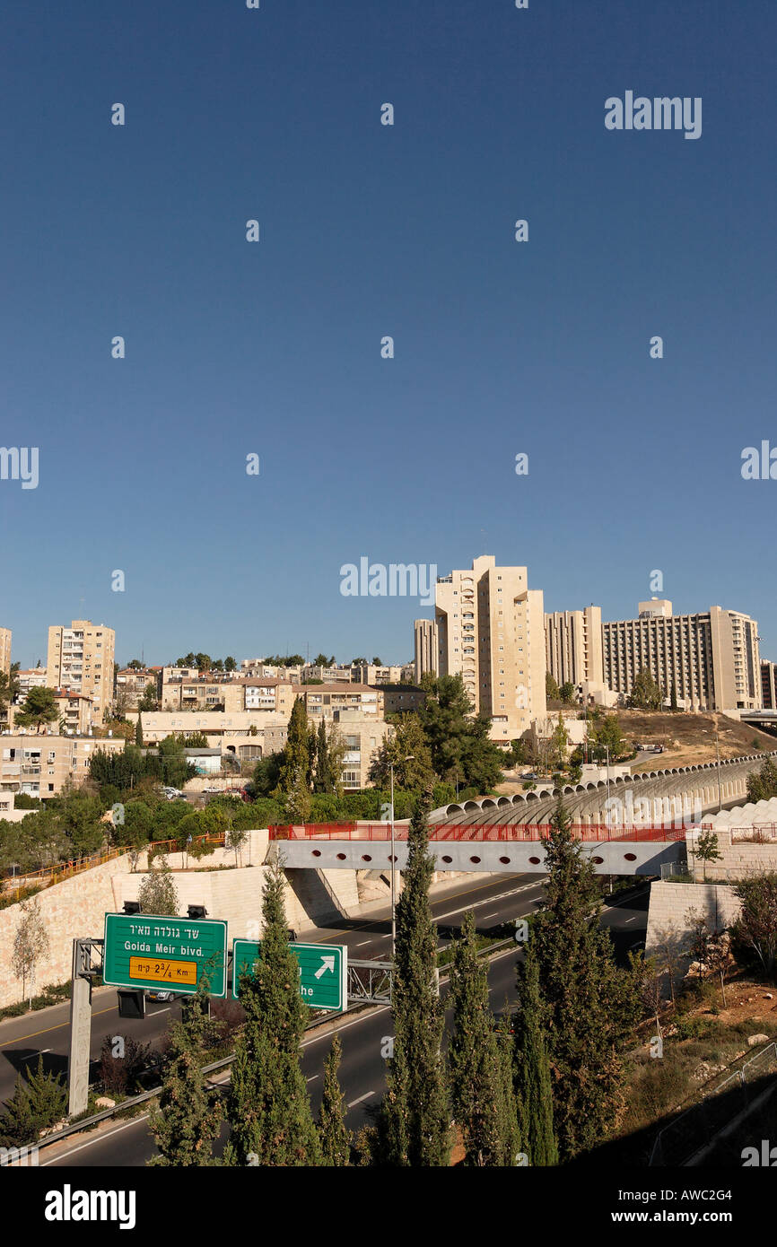 Israël Jérusalem Route Menahem Begin Banque D'Images