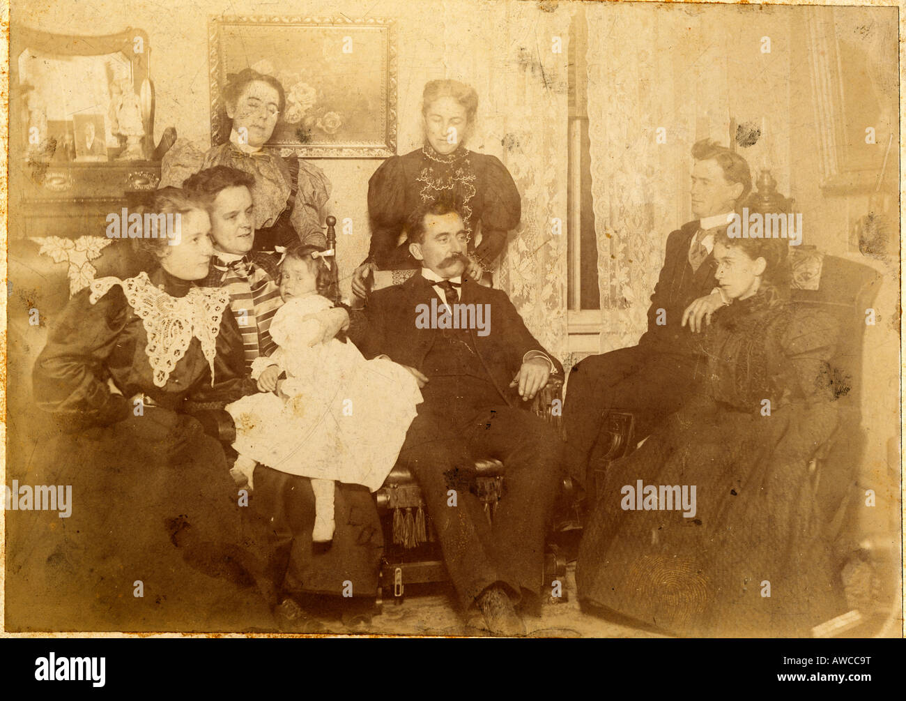 Portrait de famille prises 1905 retro Banque D'Images