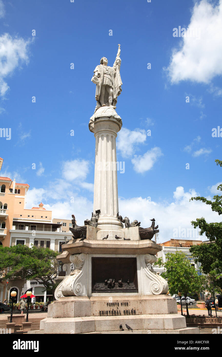 Plaza Colon Christophe Colomb Statue Old San Juan Puerto Rico Caraïbes