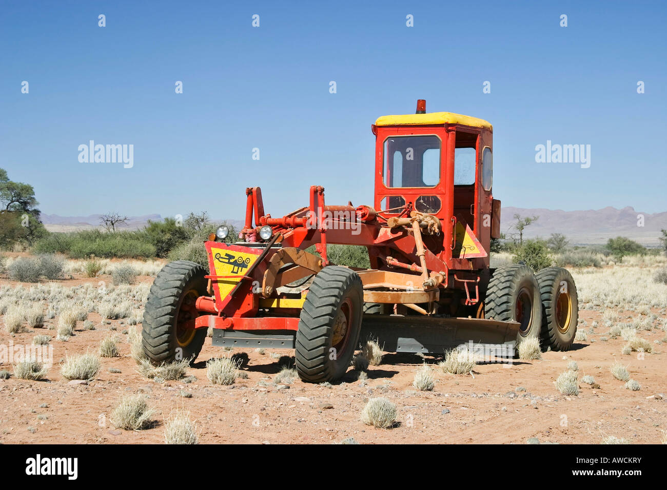 Véhicule de construction de routes, la Namibie, l'Afrique Banque D'Images