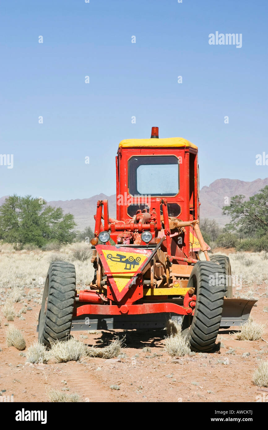 Véhicule de construction de routes, la Namibie, l'Afrique Banque D'Images