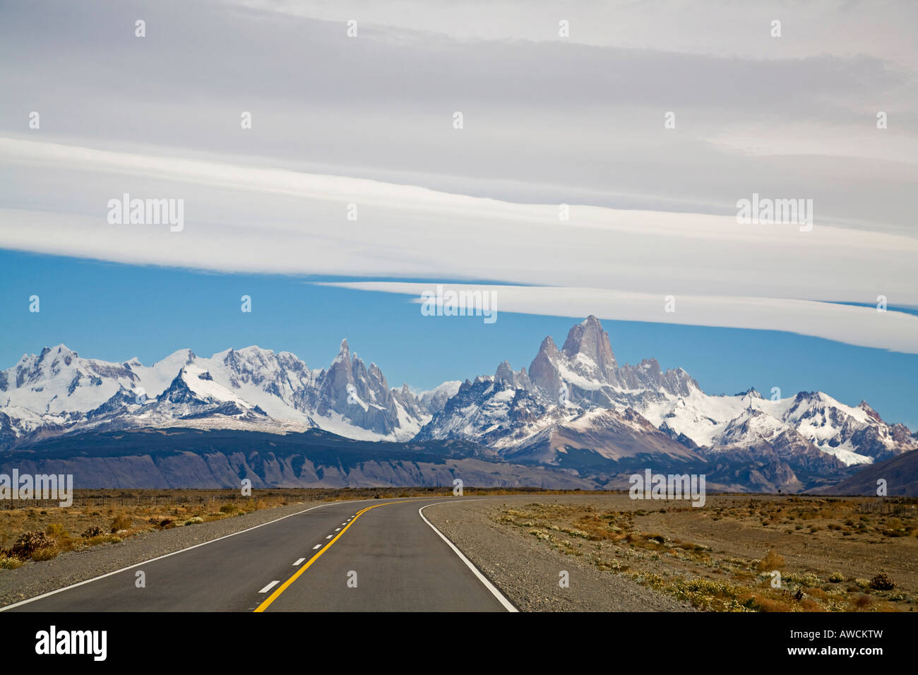 Ruta 40 Route du massif Fitz Roy, Patagonie, Argentine, Amérique du Sud Banque D'Images