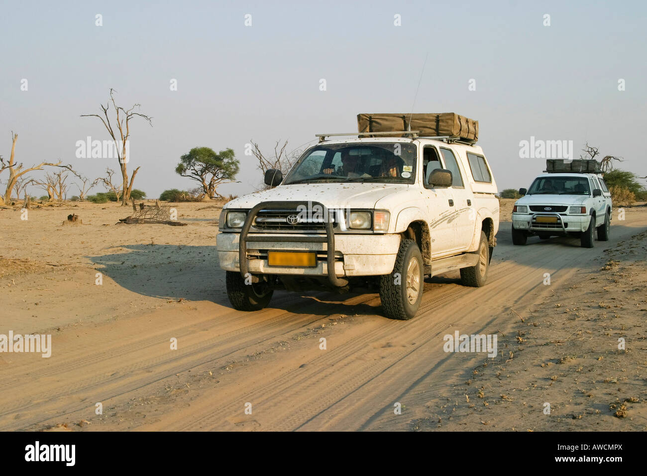 Offroadtour avec deux 4x4, Savuti, parc national de Chobe, Botswana, Africa Banque D'Images