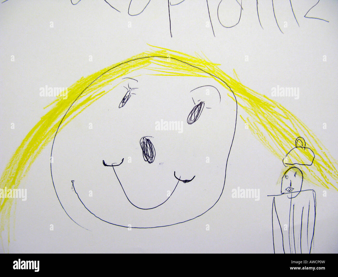 S enfant dessin d'un visage souriant Banque D'Images