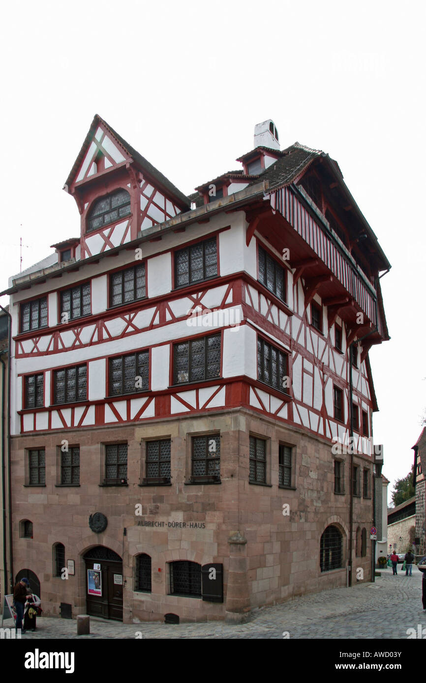 Albrecht Duerer, Duerer-Platz Duerer-Square (maison), Nuremberg, Franconia, Bavaria, Germany, Europe Banque D'Images