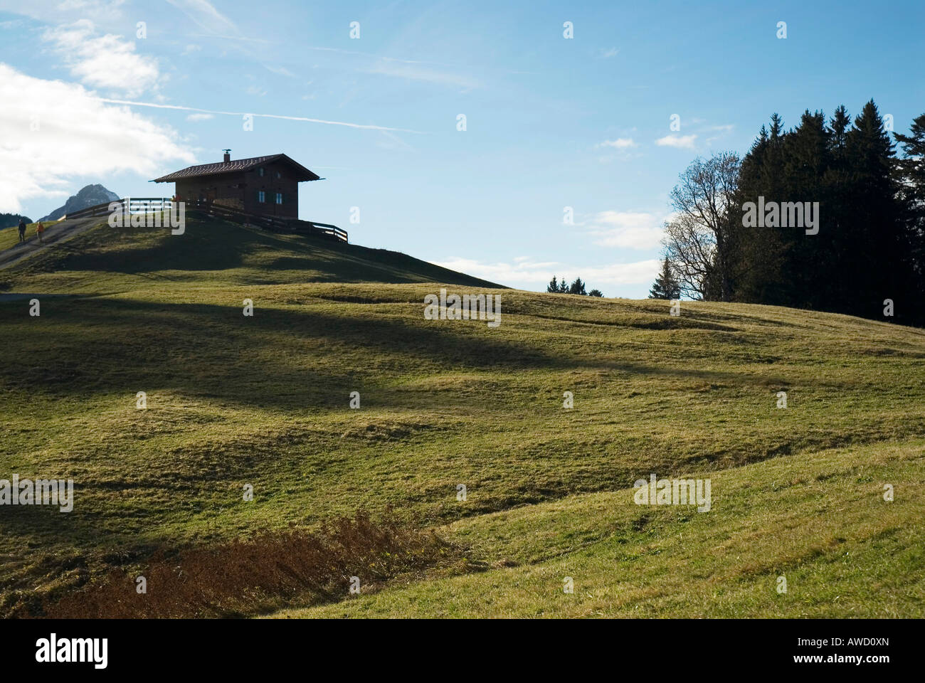 Cabane sur la colline parlementaire, ferme, Werdenfelser Région, près de Munich, Bavaria, Germany, Europe Banque D'Images