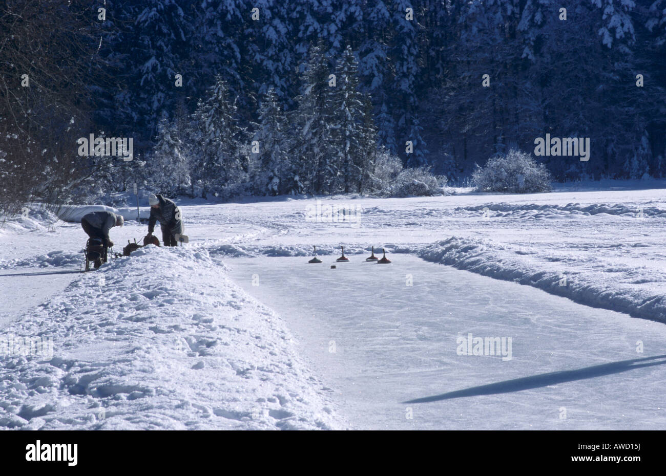 Le curling, le Hackensee, Bavaria, Germany, Europe Banque D'Images
