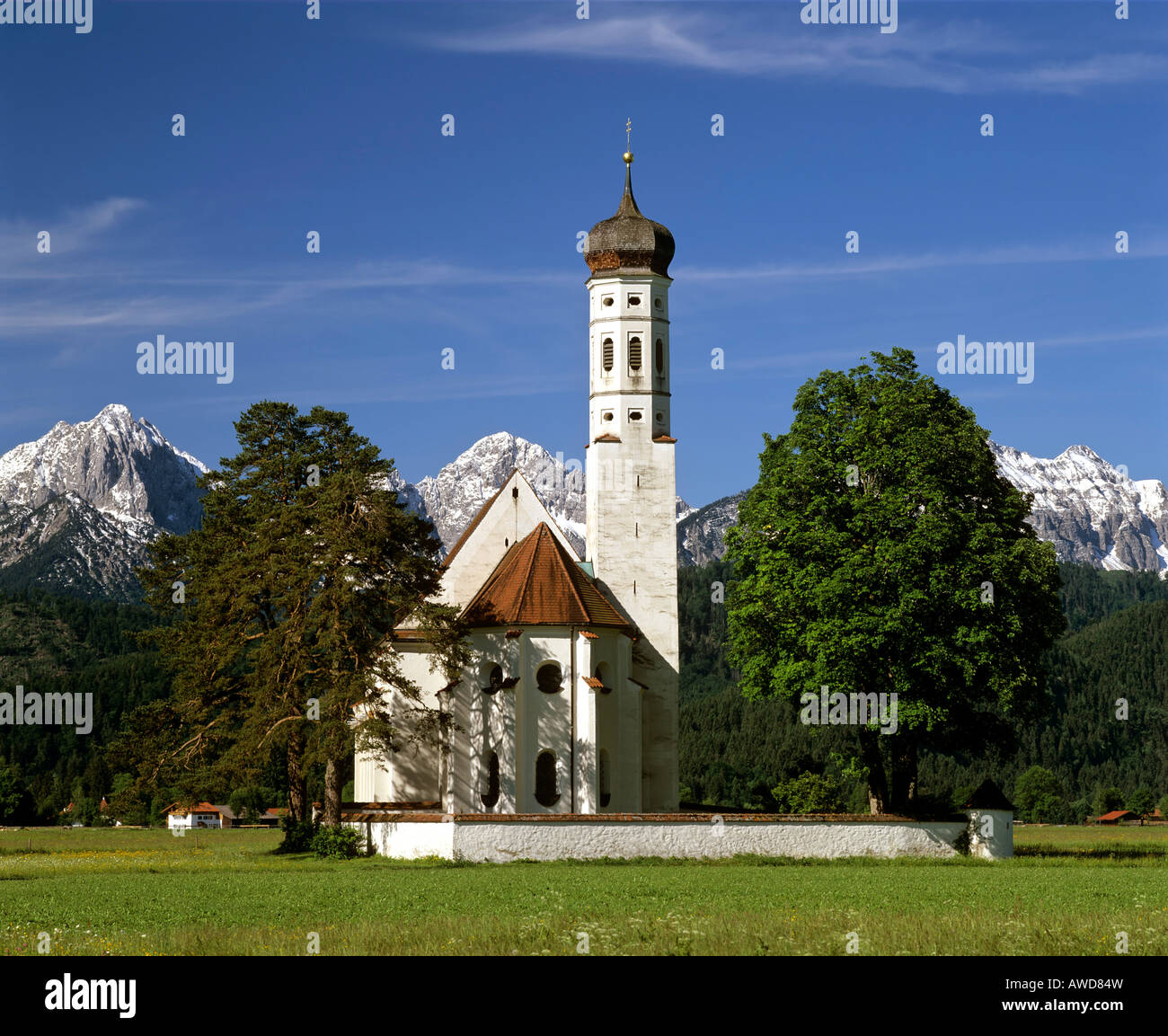 Église de pèlerinage, St Coloman près de Füssen, Thannheimer Montagnes, Allgaeu, Bavaria, Germany Banque D'Images