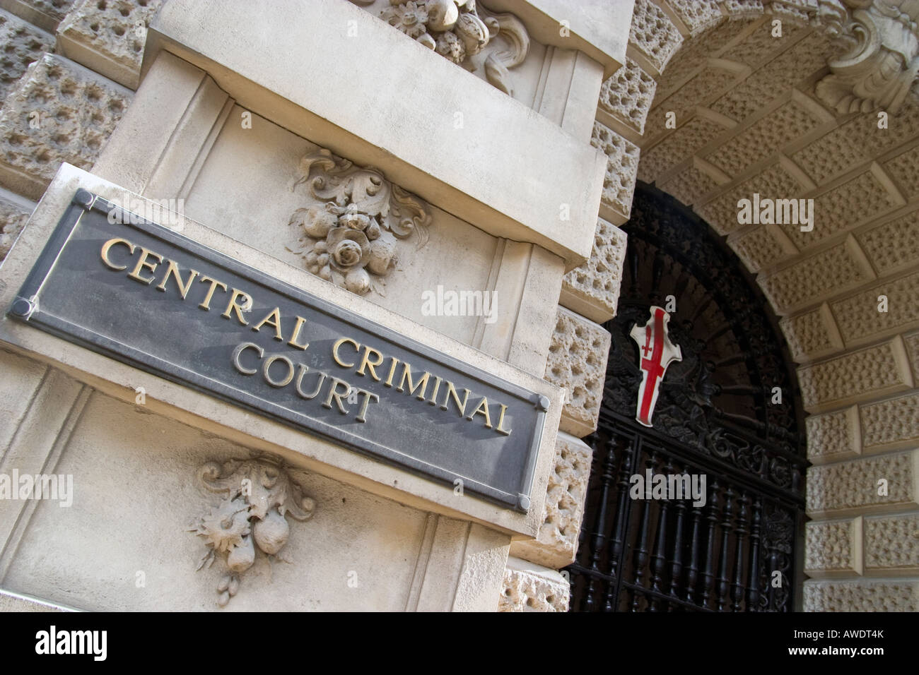 L'entrée originale de la Cour pénale centrale Londres AKA Old Bailey Banque D'Images