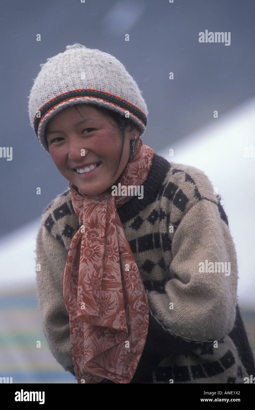 Jeune fille Sherpa du Népal Banque D'Images