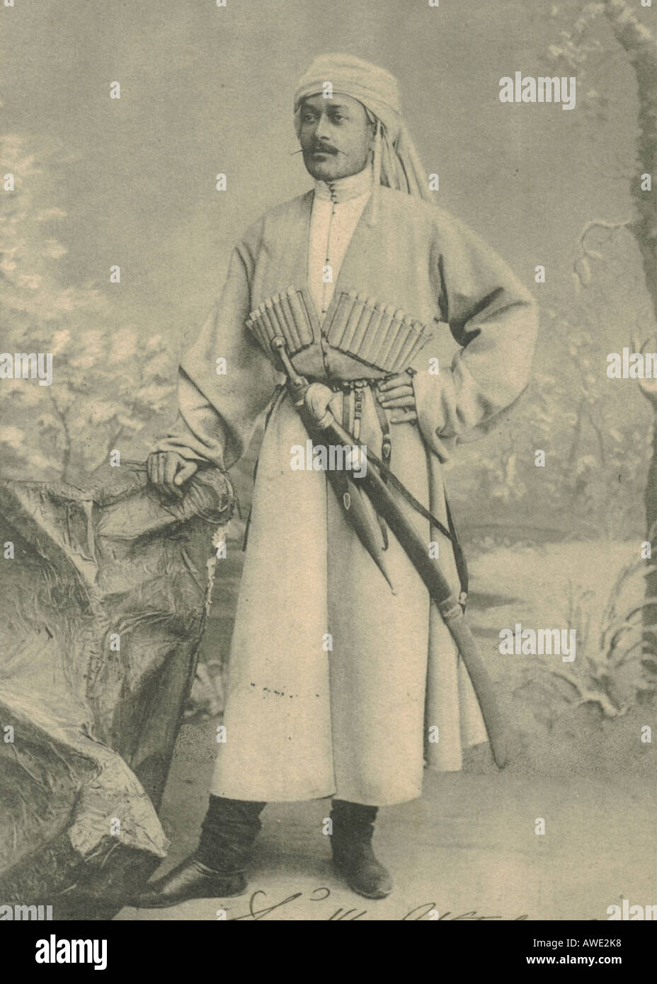 Carte postale russe d'un homme originaire du Caucase postally utilisé 1906 Banque D'Images