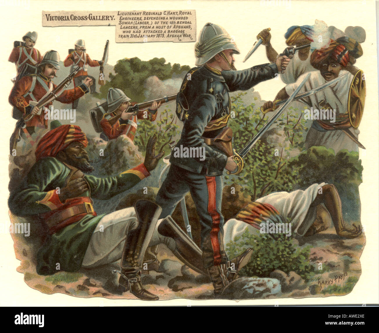 Le Lieutenant Hart l'obtention de la Croix de Victoria au cours de la guerre afghane 1879 par l'artiste Harry Payne Banque D'Images
