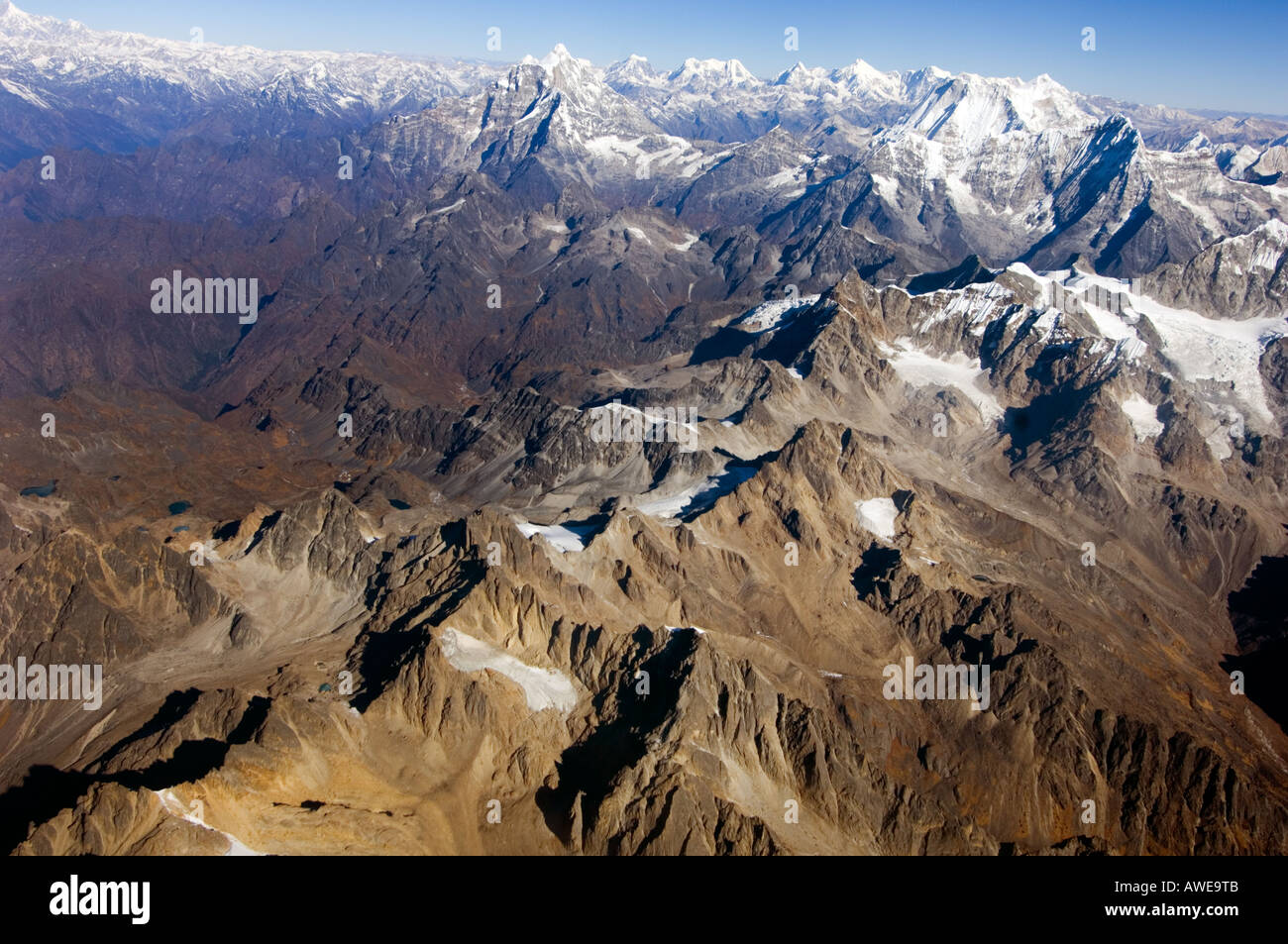 EVEREST survolant les montagnes de l'himalaya avec BUDDHA AIR vue d'Asie Népal Katmandou Banque D'Images