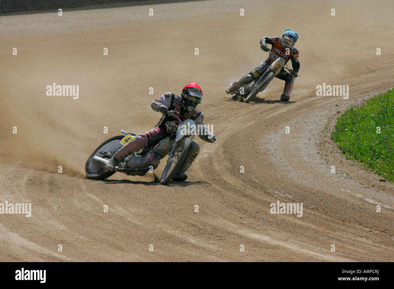 Court-circuit, moto de course internationale sur un chemin speedway dans Muehldorf am Inn, Upper Bavaria, Bavaria, Germany, Banque D'Images
