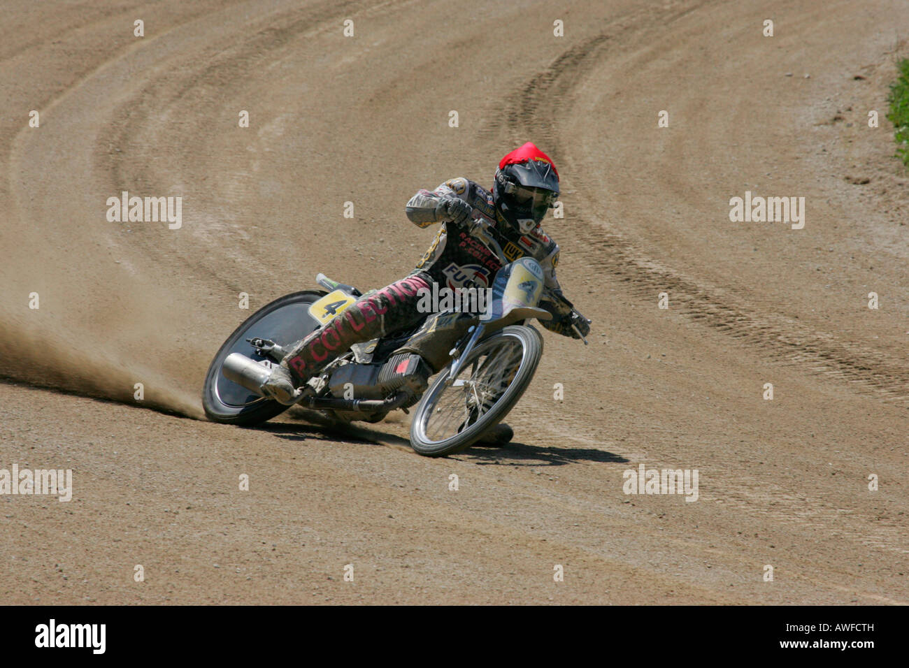 Court-circuit, moto de course internationale sur un chemin speedway dans Muehldorf am Inn, Upper Bavaria, Bavaria, Germany, Banque D'Images