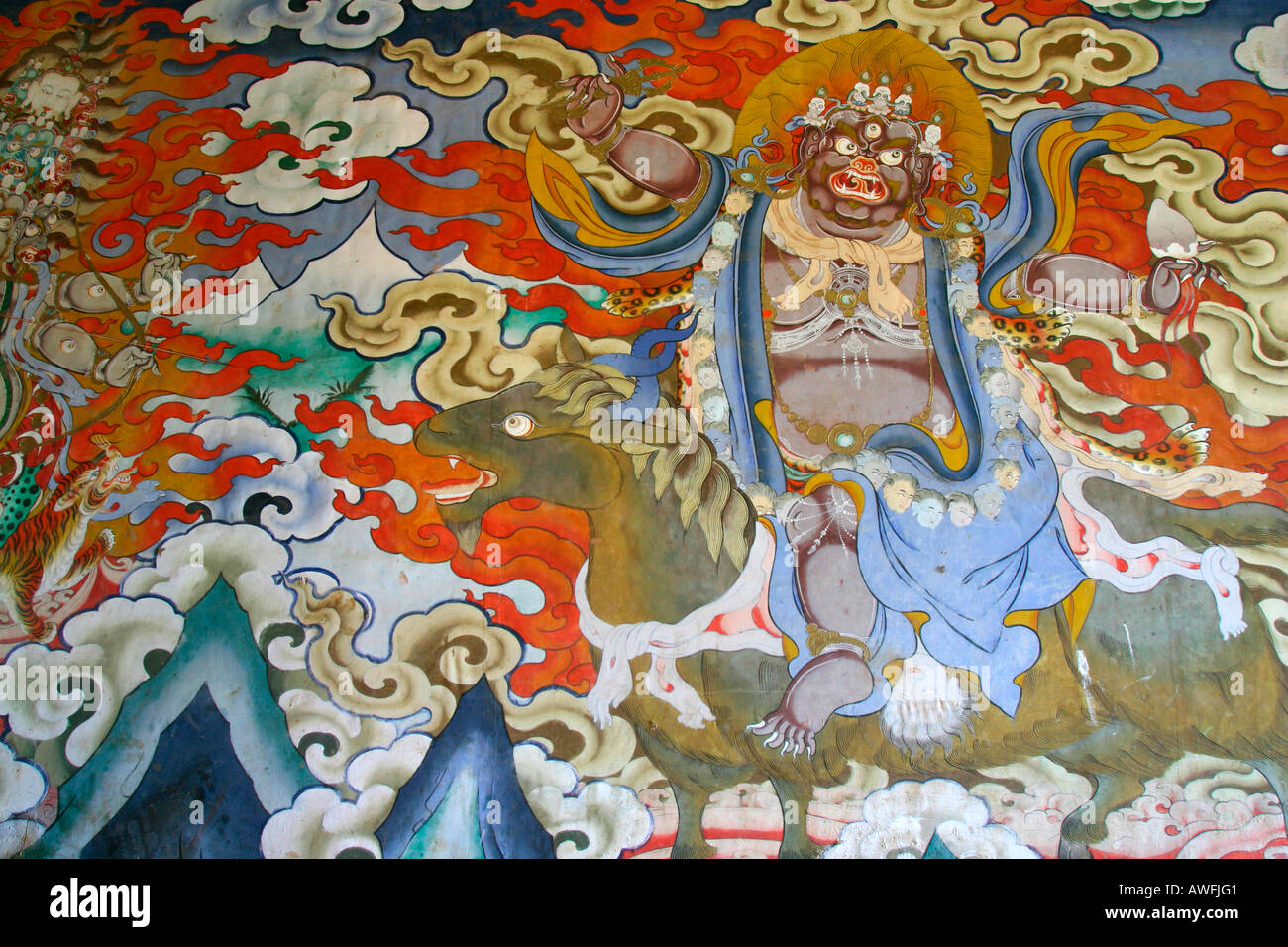 Une peinture pour décorer des monastères du Bhoutan, Bhoutan Banque D'Images